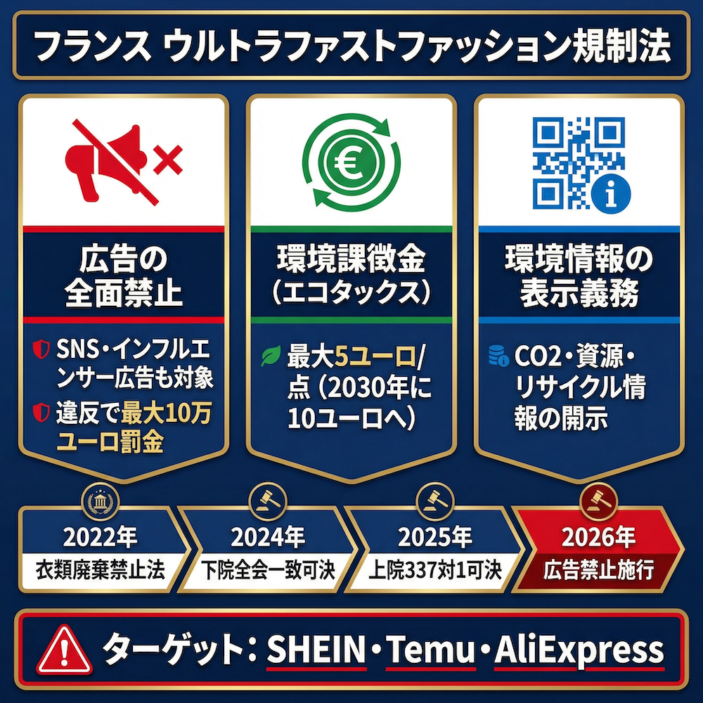 フランス、ウルトラファストファッション規制法