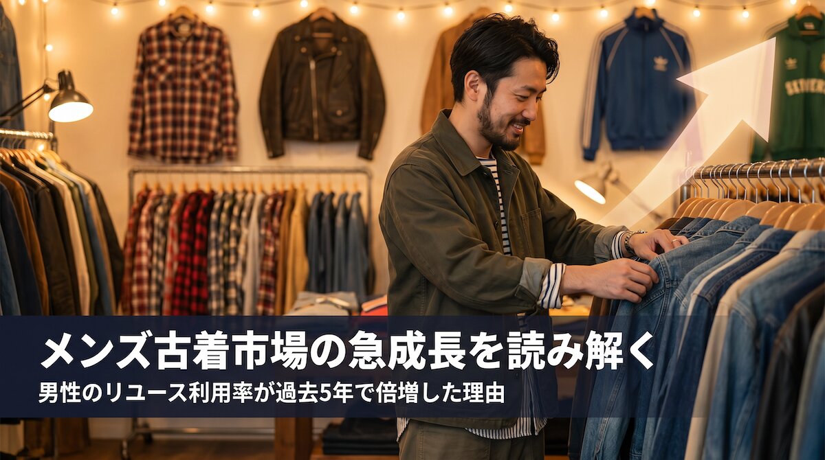 メンズ古着市場の急成長を読み解く：なぜ男性のリユース利用率が過去5 